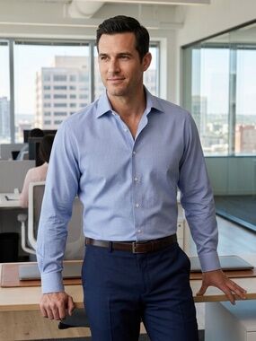 Saks Fifth Avenue Blue Dress Shirt Classic Style
